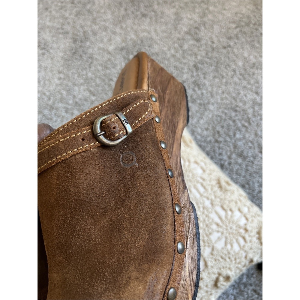 Born Origin Women 10 Brown Leather Mule Clog Studded Buckle Slip On Boho Western - Picture 8 of 16